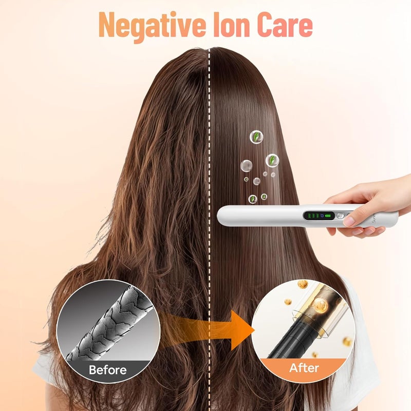 SUNMAY Cordless Hair Straightener, 2-in-1 Titanium Flat Iron Curler with Negative Ion, Dual NTC Temperature Control, 20s Fast Heat-Up, 3 Heat Settings, USB Rechargeable Portable Travel Straightener - Image 2
